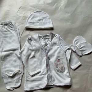 Baby set 100% Peruvian Pima Cotton Long sleeve shirt, vest, pants, hat and glove